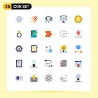 Set of 25 Modern UI Icons Symbols Signs for cash science forbidden glasses view Editable Vector Design Elements