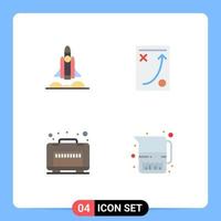 Pictogram Set of 4 Simple Flat Icons of unicorn startup case startup planning travel Editable Vector Design Elements