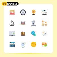 16 Flat Color concept for Websites Mobile and Apps signal pointer location point pin Editable Pack of Creative Vector Design Elements