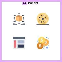 Group of 4 Modern Flat Icons Set for cube communication box fruit left Editable Vector Design Elements