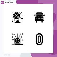Modern Set of 4 Solid Glyphs Pictograph of sports accessories spa truck education adornment Editable Vector Design Elements