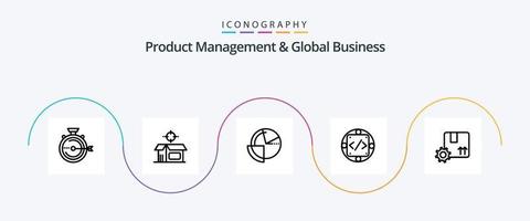 Product Managment And Global Business Line 5 Icon Pack Including management. custom. product. code. diagram vector