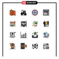 16 Creative Icons Modern Signs and Symbols of website site stages layout process Editable Creative Vector Design Elements