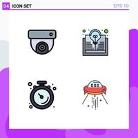 4 Filledline Flat Color concept for Websites Mobile and Apps camera muscle study idea space ship Editable Vector Design Elements