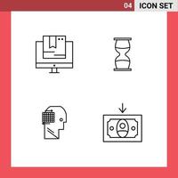 Mobile Interface Line Set of 4 Pictograms of commerce time shop business user Editable Vector Design Elements