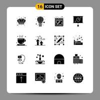 Pack of 16 creative Solid Glyphs of office coffee comment teamwork presentation Editable Vector Design Elements