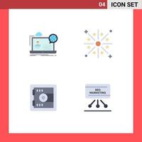 Universal Icon Symbols Group of 4 Modern Flat Icons of webinar light seminar festivity lock Editable Vector Design Elements