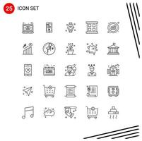 Modern Set of 25 Lines Pictograph of graph window smartphone frame iot Editable Vector Design Elements