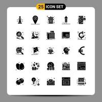 Group of 25 Modern Solid Glyphs Set for computer love trash conversation holiday Editable Vector Design Elements