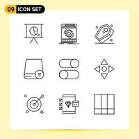 Universal Icon Symbols Group of 9 Modern Outlines of hardware drive prototyping devices spooky Editable Vector Design Elements