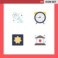 Modern Set of 4 Flat Icons and symbols such as chemistry brain clock timer puzzle Editable Vector Design Elements