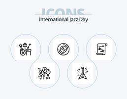 internacional jazz día línea icono paquete 5 5 icono diseño. palos instrumento. música. tambor. música vector