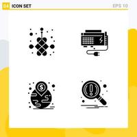 Pack of 4 Modern Solid Glyphs Signs and Symbols for Web Print Media such as chinese financial year computer landmark Editable Vector Design Elements