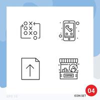 4 Thematic Vector Filledline Flat Colors and Editable Symbols of game document tactic mobile upload Editable Vector Design Elements