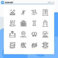 16 Universal Outlines Set for Web and Mobile Applications water miscellaneous down dry vacation Editable Vector Design Elements