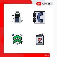 Universal Icon Symbols Group of 4 Modern Filledline Flat Colors of alcohol contacts shotglass book arrow Editable Vector Design Elements