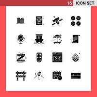 User Interface Pack of 16 Basic Solid Glyphs of design creative pool signal radar Editable Vector Design Elements