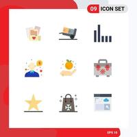 Modern Set of 9 Flat Colors and symbols such as apple farming connection support money Editable Vector Design Elements