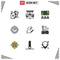 Set of 9 Modern UI Icons Symbols Signs for focus deadline outdoor business online Editable Vector Design Elements