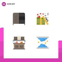 4 Universal Flat Icon Signs Symbols of furniture food gift valentine cholesterol Editable Vector Design Elements