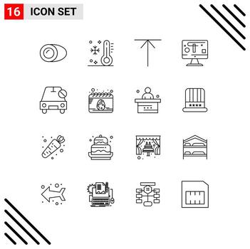 dieciséis usuario interfaz contorno paquete de moderno señales y símbolos de discapacitado gráficos vacaciones monitor computadora editable vector diseño elementos