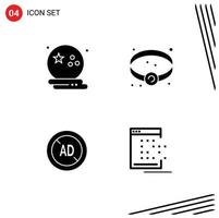 4 Solid Glyph concept for Websites Mobile and Apps bat blocker night jewelry digital Editable Vector Design Elements