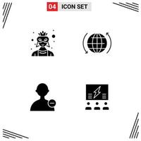 Group of 4 Modern Solid Glyphs Set for mask interface costume internet brainstorming Editable Vector Design Elements