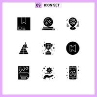 Group of 9 Solid Glyphs Signs and Symbols for station setting magic pin gps Editable Vector Design Elements