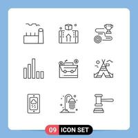 Universal Icon Symbols Group of 9 Modern Outlines of signal connection online win success Editable Vector Design Elements