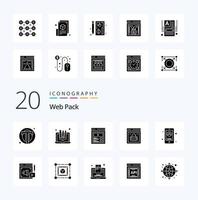 20 Web Pack Solid Glyph icon Pack like web lock page lock laptop information security user interface vector