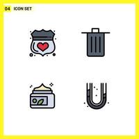 Set of 4 Modern UI Icons Symbols Signs for guard trash secure been lotion Editable Vector Design Elements