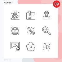 Universal Icon Symbols Group of 9 Modern Outlines of space astronaut export man reality Editable Vector Design Elements