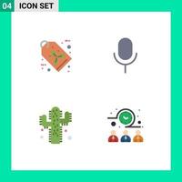 4 Flat Icon concept for Websites Mobile and Apps eco plant tag basic meeting Editable Vector Design Elements