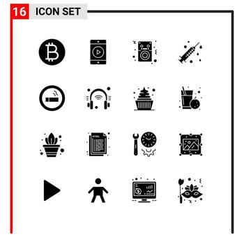 dieciséis universal sólido glifos conjunto para web y móvil aplicaciones mesa de ayuda Ciencias jugador laboratorio biología editable vector diseño elementos