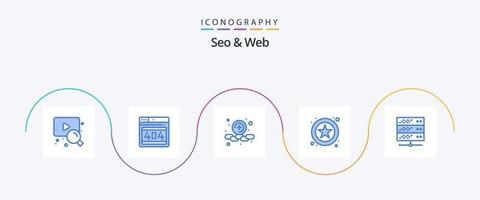 seo y web azul 5 5 icono paquete incluso . servidor. más. red servidor. web vector