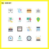 Universal Icon Symbols Group of 16 Modern Flat Colors of report teamwork fast food business group Editable Pack of Creative Vector Design Elements