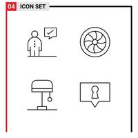 Group of 4 Filledline Flat Colors Signs and Symbols for business desk human mechanics light Editable Vector Design Elements