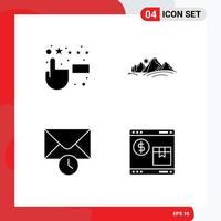 Universal Icon Symbols Group of 4 Modern Solid Glyphs of customer satisfaction mail hill mountain internet Editable Vector Design Elements