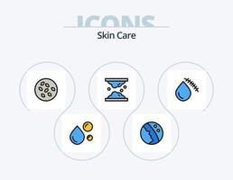 piel línea lleno icono paquete 5 5 icono diseño. natural. hierbas. protección de la piel. cosmético hierbas. seco vector