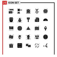 Universal Icon Symbols Group of 25 Modern Solid Glyphs of international madel tools award fire Editable Vector Design Elements