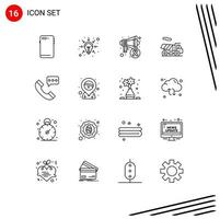 Modern Set of 16 Outlines and symbols such as communication transport solutions quad world Editable Vector Design Elements