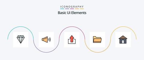 Basic Ui Elements Line Filled Flat 5 Icon Pack Including hose. storage. arrow. data. folder vector