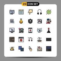 Set of 25 Modern UI Icons Symbols Signs for epidemic spread finger corona headset Editable Vector Design Elements