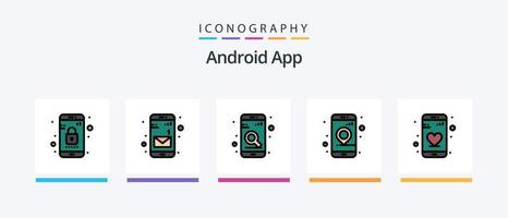 Android App Line Filled 5 Icon Pack Including app. app. add. application. interaction. Creative Icons Design vector