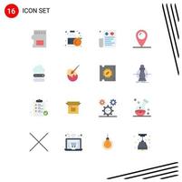 Modern Set of 16 Flat Colors Pictograph of cloud pad lock card map holiday Editable Pack of Creative Vector Design Elements