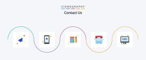 Contact Us Flat 5 Icon Pack Including question. computer. write. call. email vector