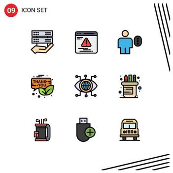 Pictogram Set of 9 Simple Filledline Flat Colors of data promotion avatar newsletter email Editable Vector Design Elements