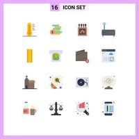 Pack of 16 creative Flat Colors of ruler router money modem box Editable Pack of Creative Vector Design Elements