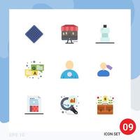 Modern Set of 9 Flat Colors and symbols such as tag search drink employee question Editable Vector Design Elements