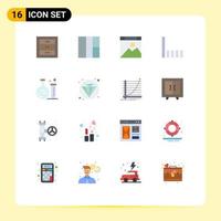 Modern Set of 16 Flat Colors and symbols such as seo lab page flask signal Editable Pack of Creative Vector Design Elements